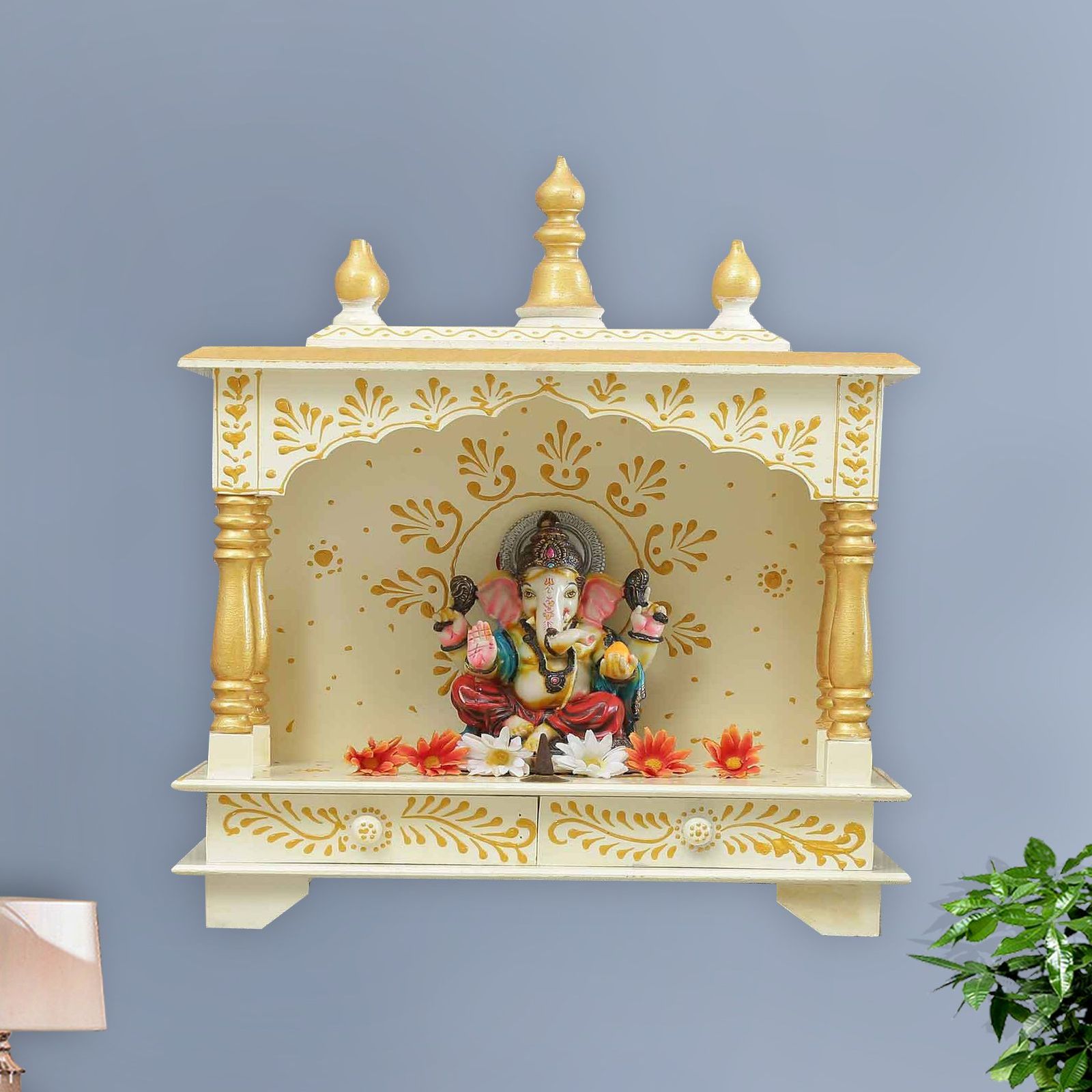 D'Dass Shri Sheesham Wood and Mdf Temple For Pooja In Home and Office - D'DASS