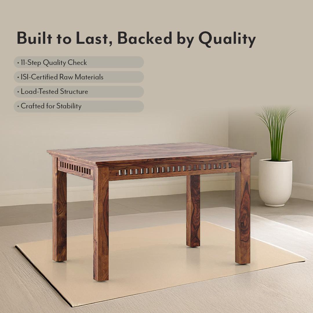 Fidora 4 Seater Dining Table In Teak Finish