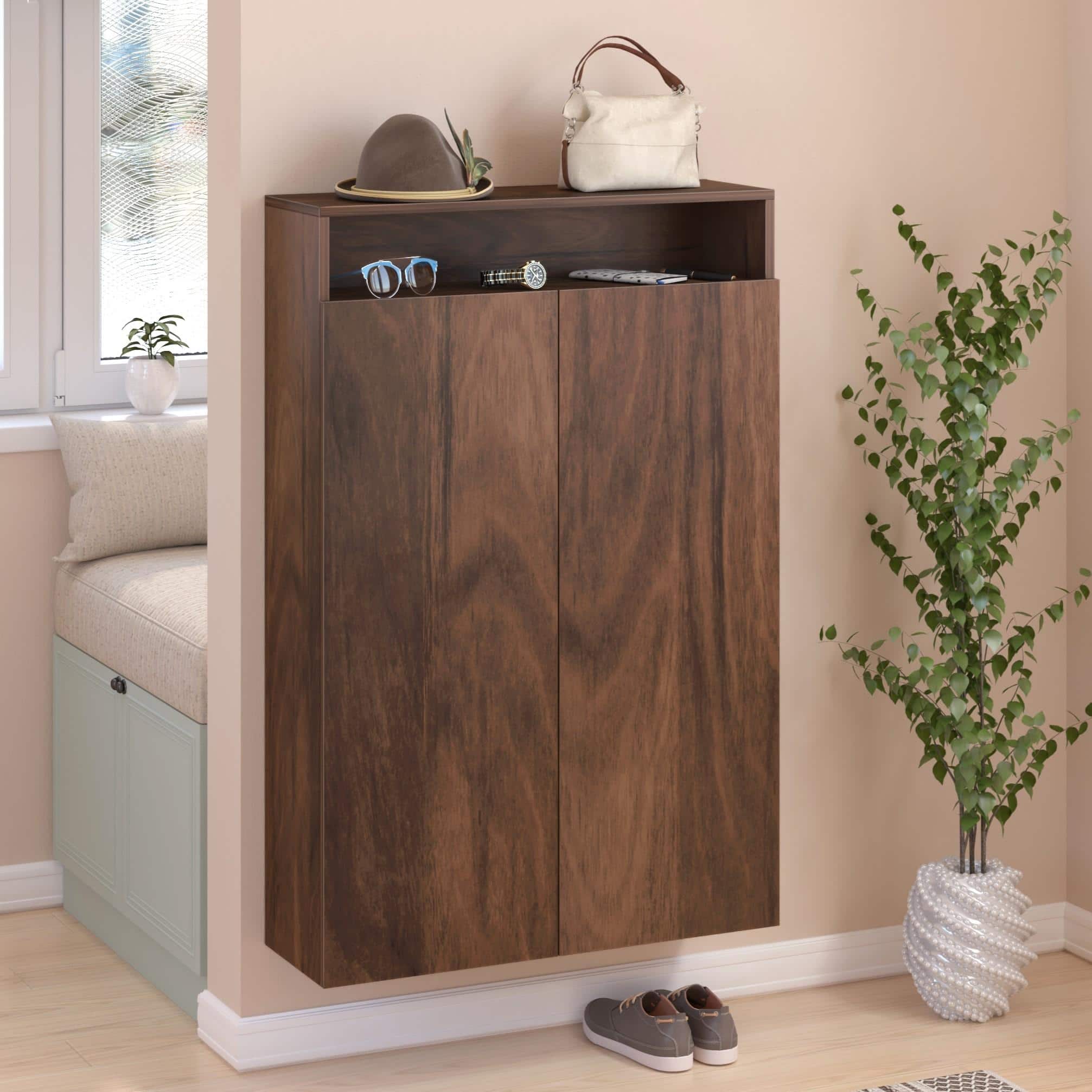 Whartin Engineered Wood Shoe Rack In Brown Maple Finish