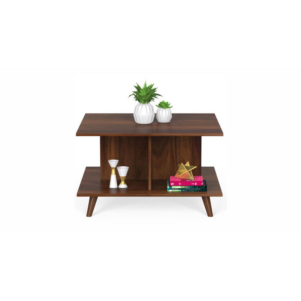 Sydney Engineered Wood Sqaure Shape Coffee Center Sofa Teapot Teapoy Console Corner Side For Sofa Living Room Home Hall Furniture (Brown Maple)