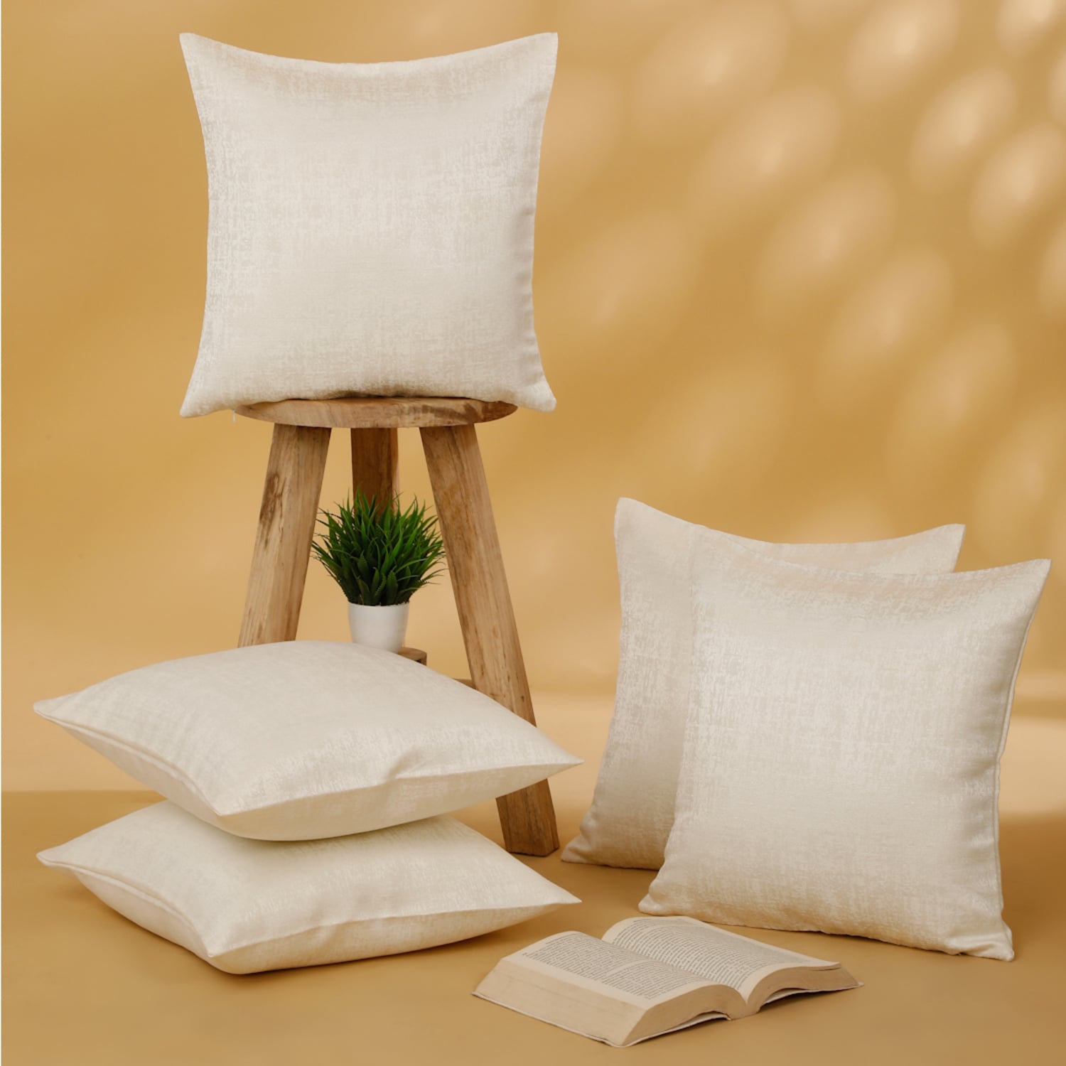 Set Of 5 Solid Square Cushion Covers