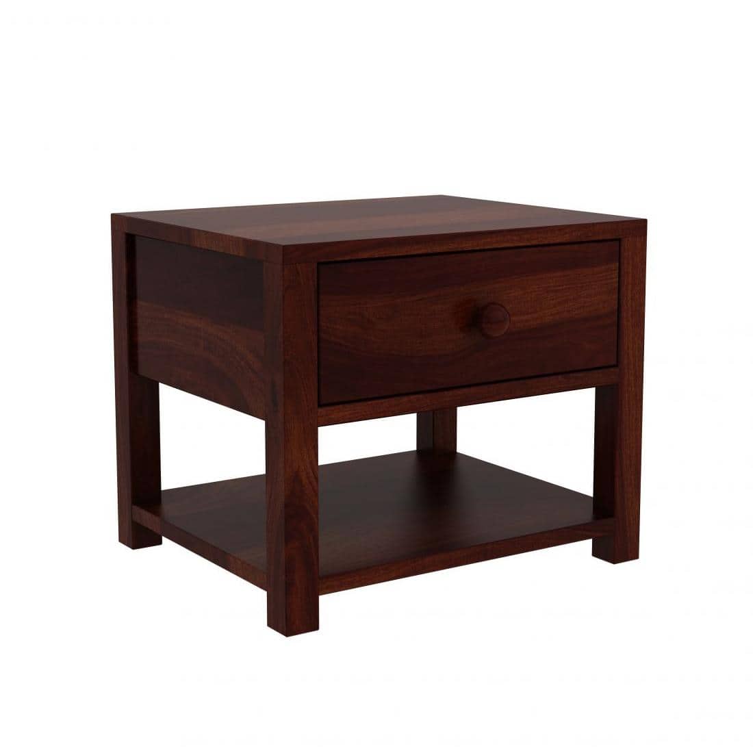 Chinku Solid Wood Bedside Table in Teak Finish