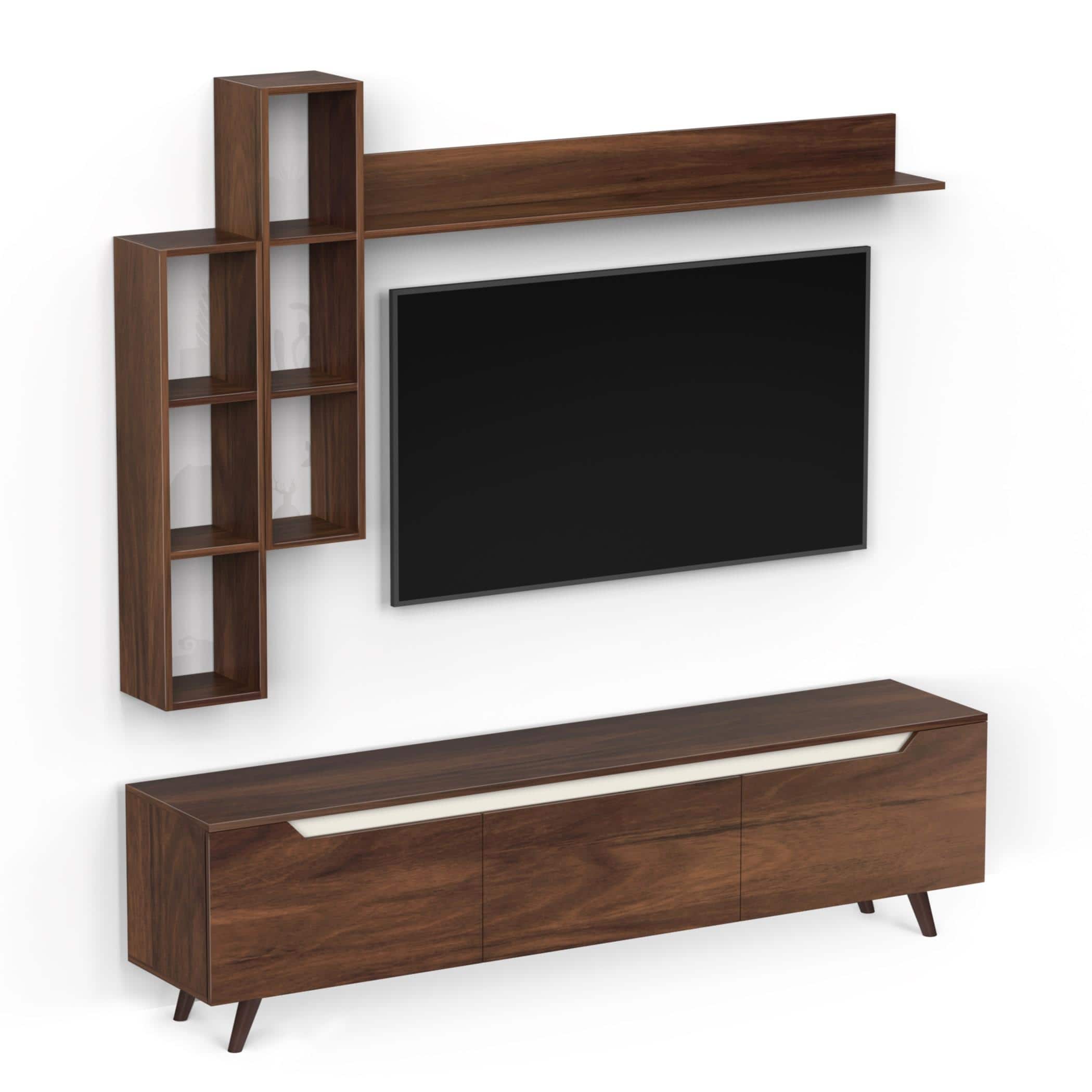 Blesky Miltra Tv Entertainment Unit Set Top Box In Brown Maple Finish