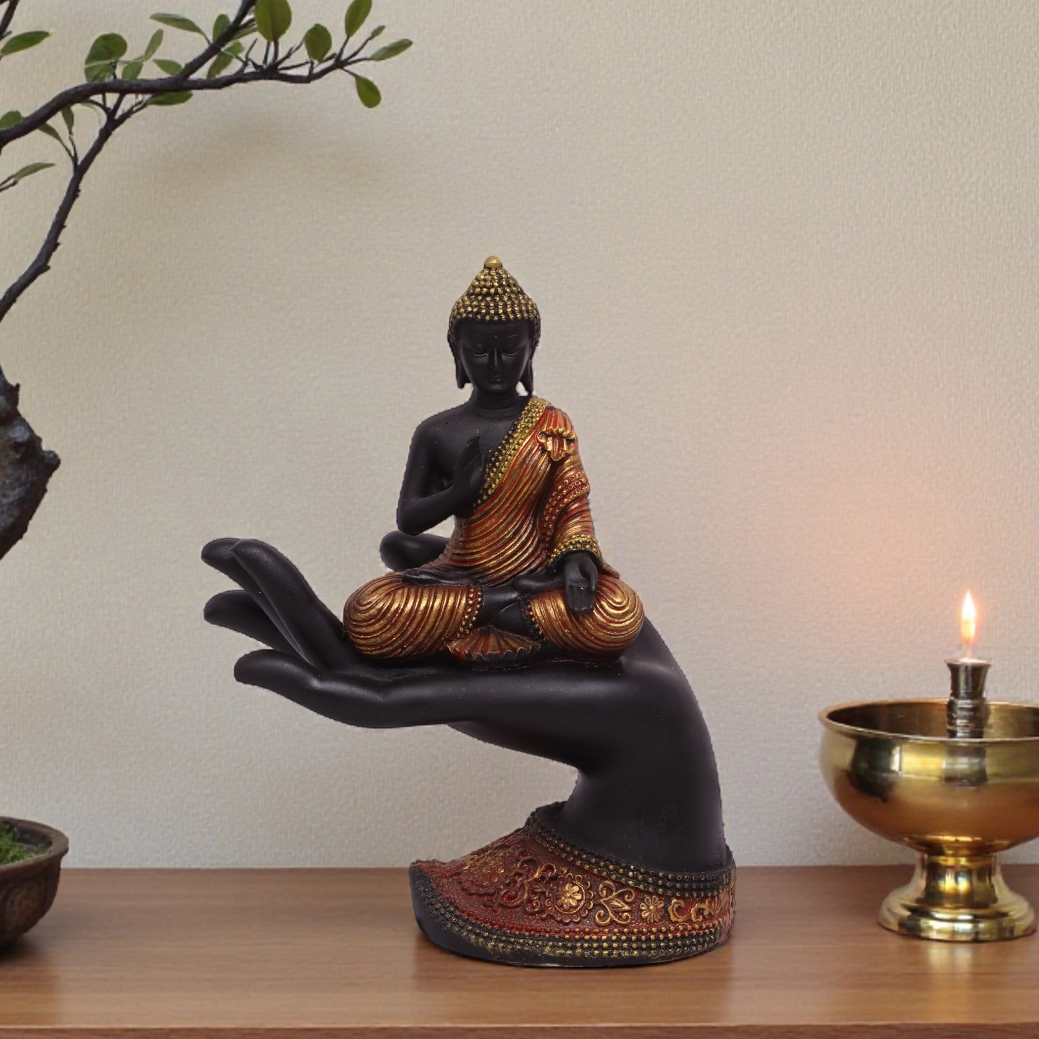 VEDAS Polyresin  Figurine in Orange Colour - Vedas