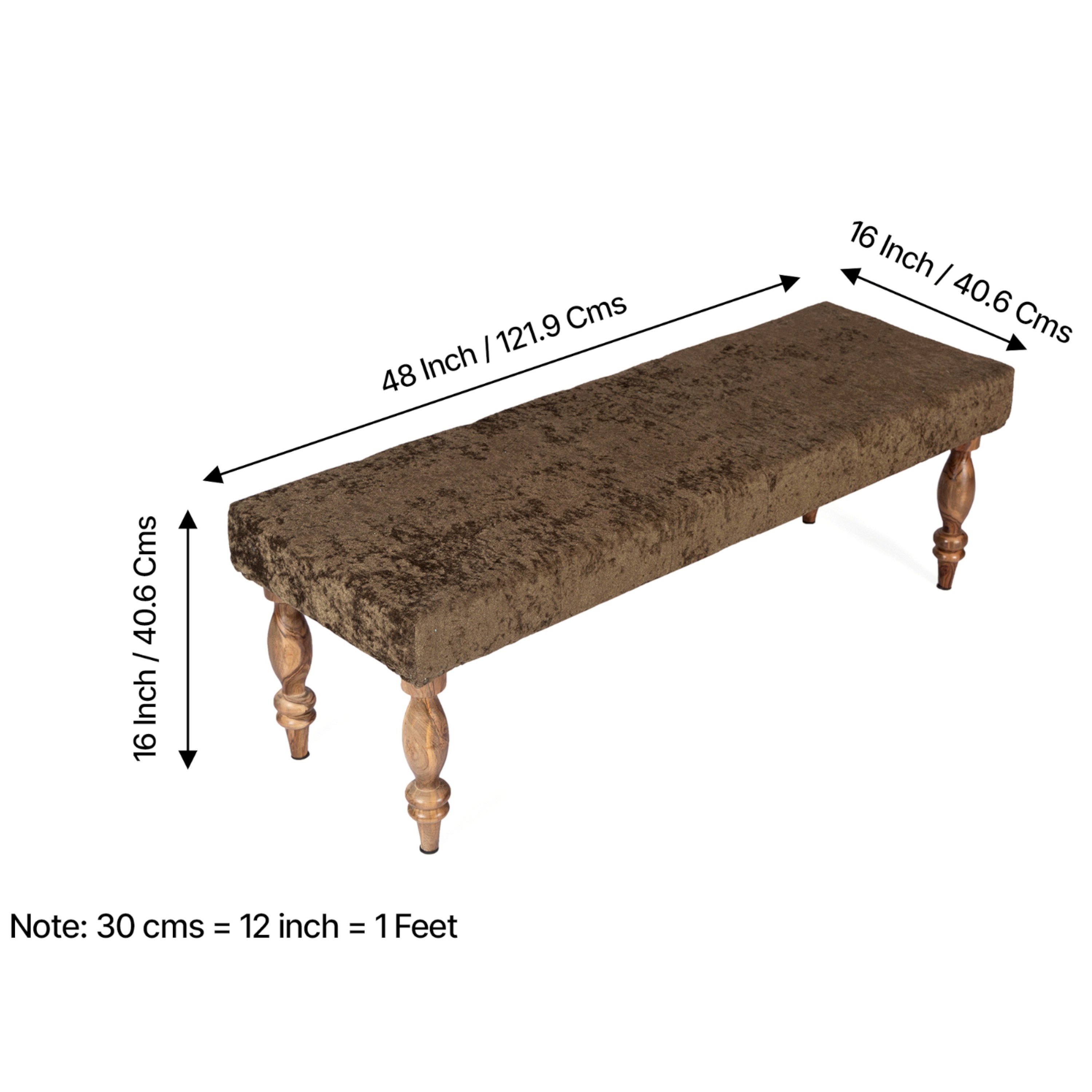 Cairo Sheesham Wood Accent 3 Seater Bench In Green Sparkle Velvet