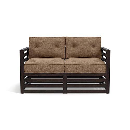 Raymond Wooden Sofa - American Walnut Finish (Safari Brown) (Custom Set - Sofas : 0002; Standard Set - Sofas : none; Finish : american walnut; Sofa Material : fabric; Sofa Size : regular; Sofa Type : regular; Colour : safari brown)