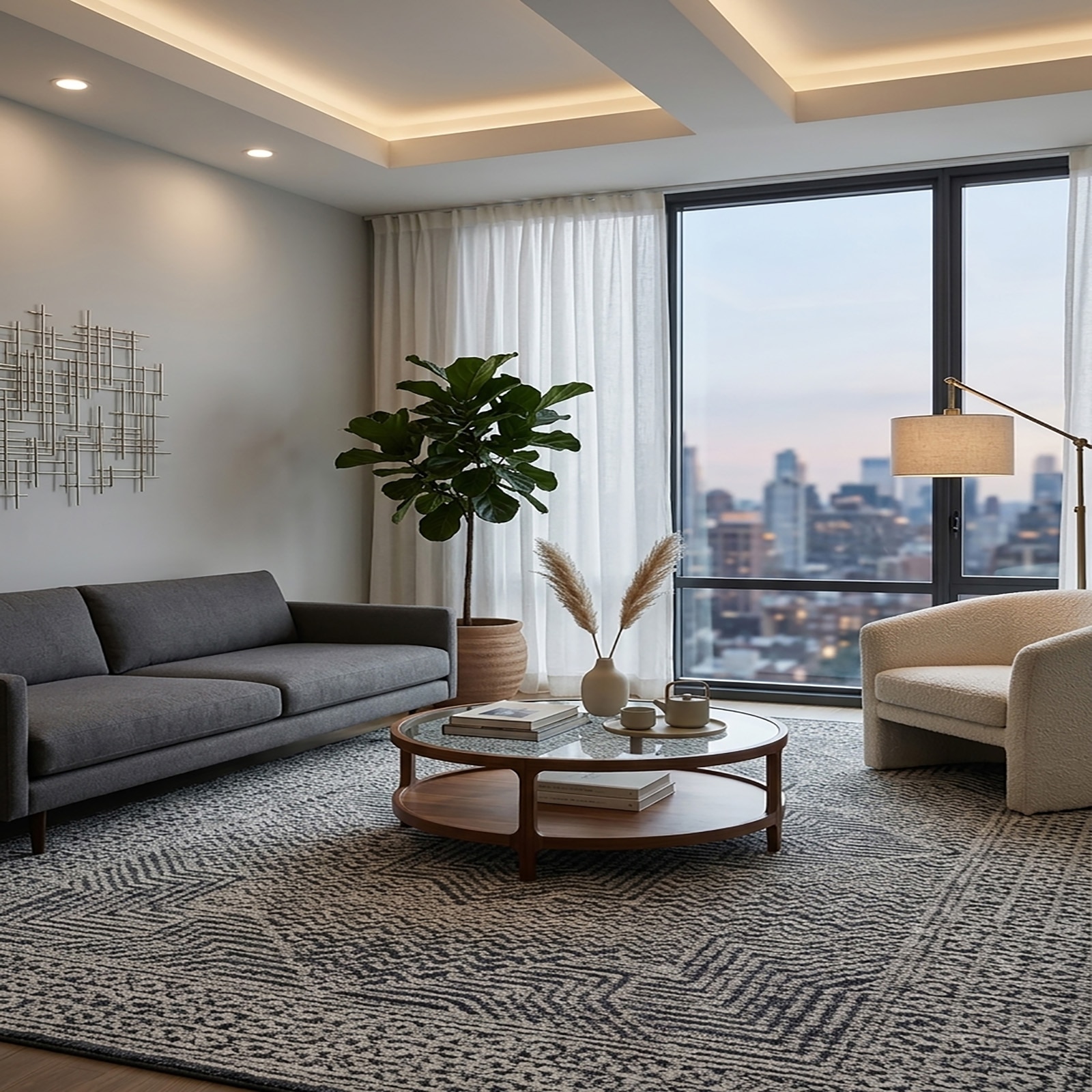 Geometric Diamond Area Rug Charcoal Cream Tufted 64 x 91 - The Woven Legacy