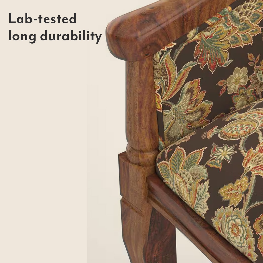 Florence Lounge Chair in Teak Finish and Chintz Floral Colour