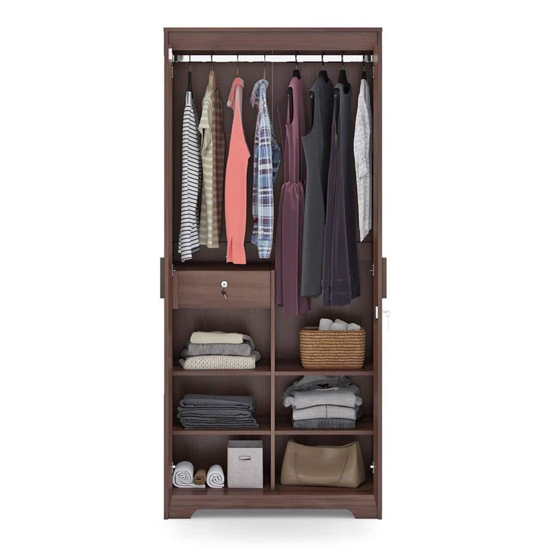 Hilton 2 Door Wardrobe With Lock in Chestnut Acacia Finish