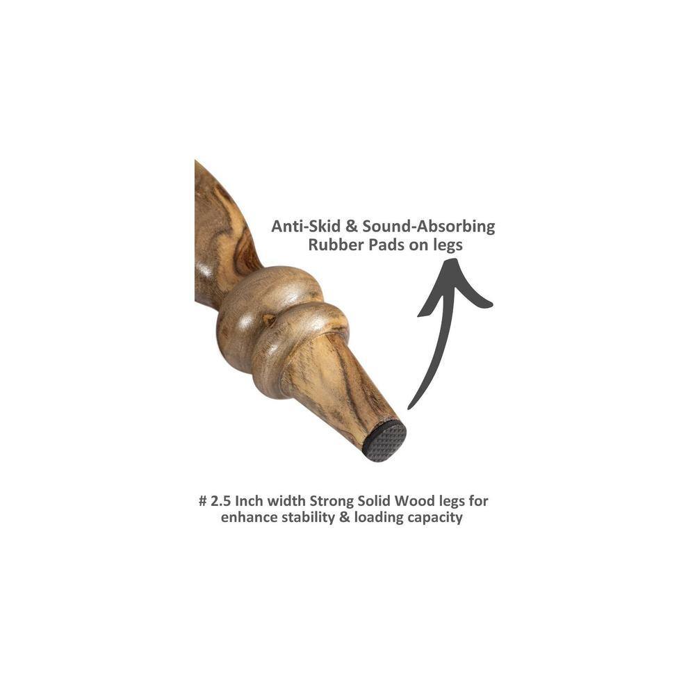 Roswell Sheesham Wood   Round Set of 2 Stools in Taupe Brown Velvet Upholstery