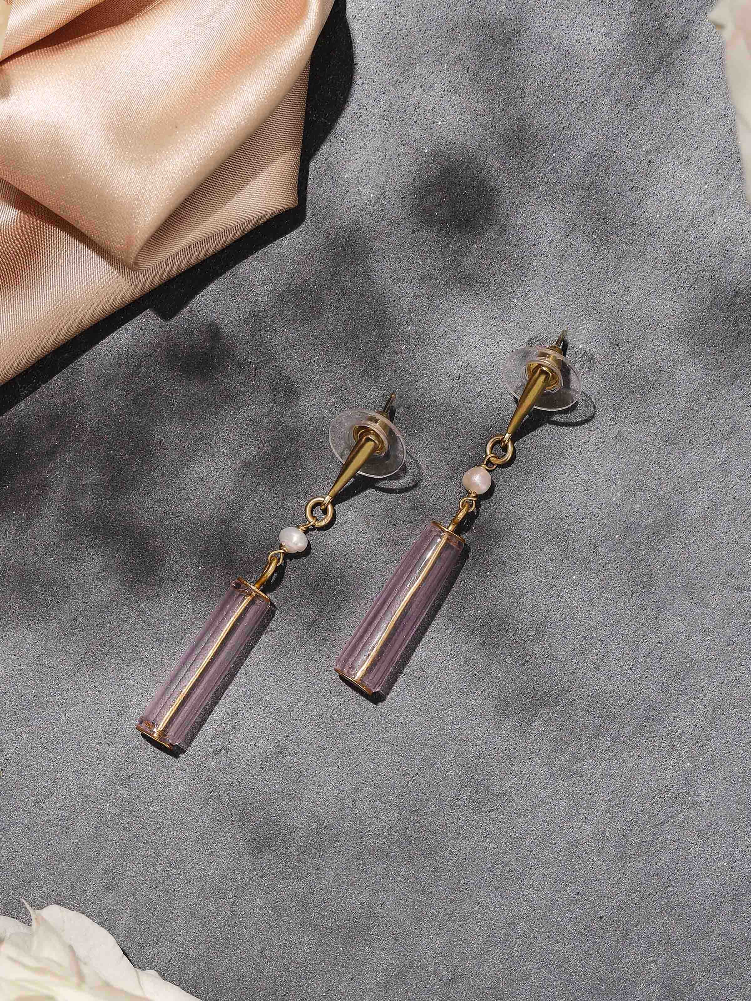 Silver Flame Glass Drop Earrings