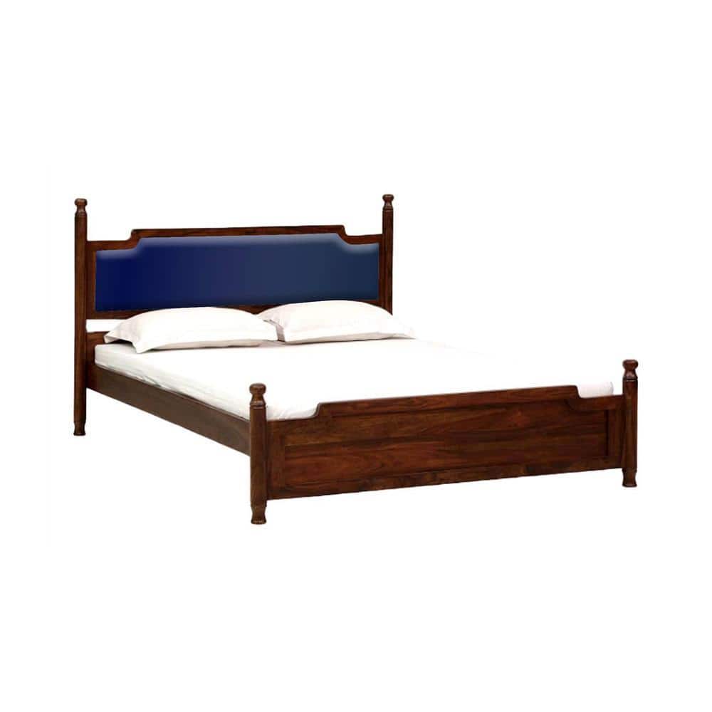 Domino Solid Wood Queen Size Non Storage Bed In Provincial Teak Finish