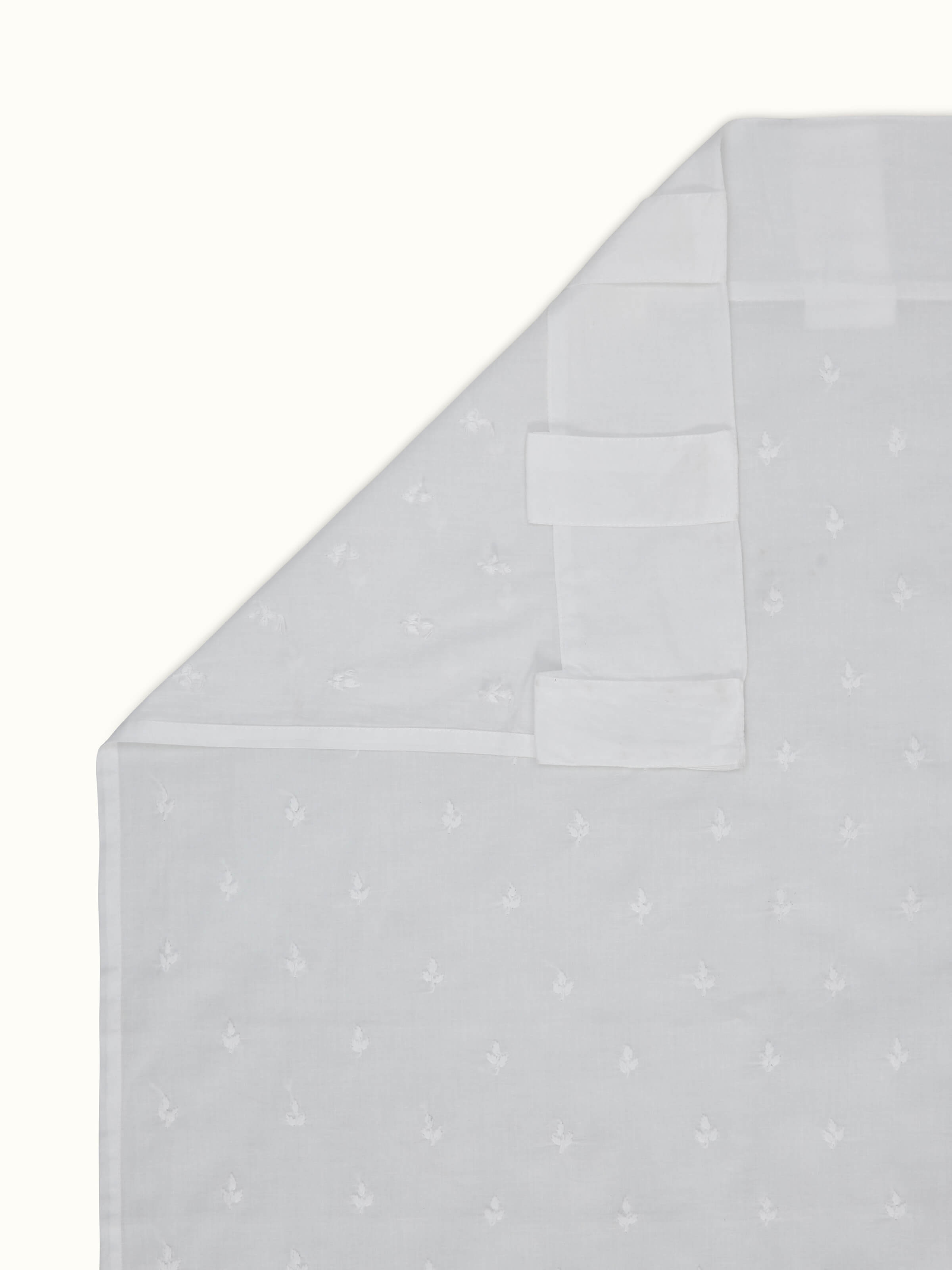 Svetah White Buti Silk Cotton Hand Chikankari Embroidery Curtain (9 Ft)