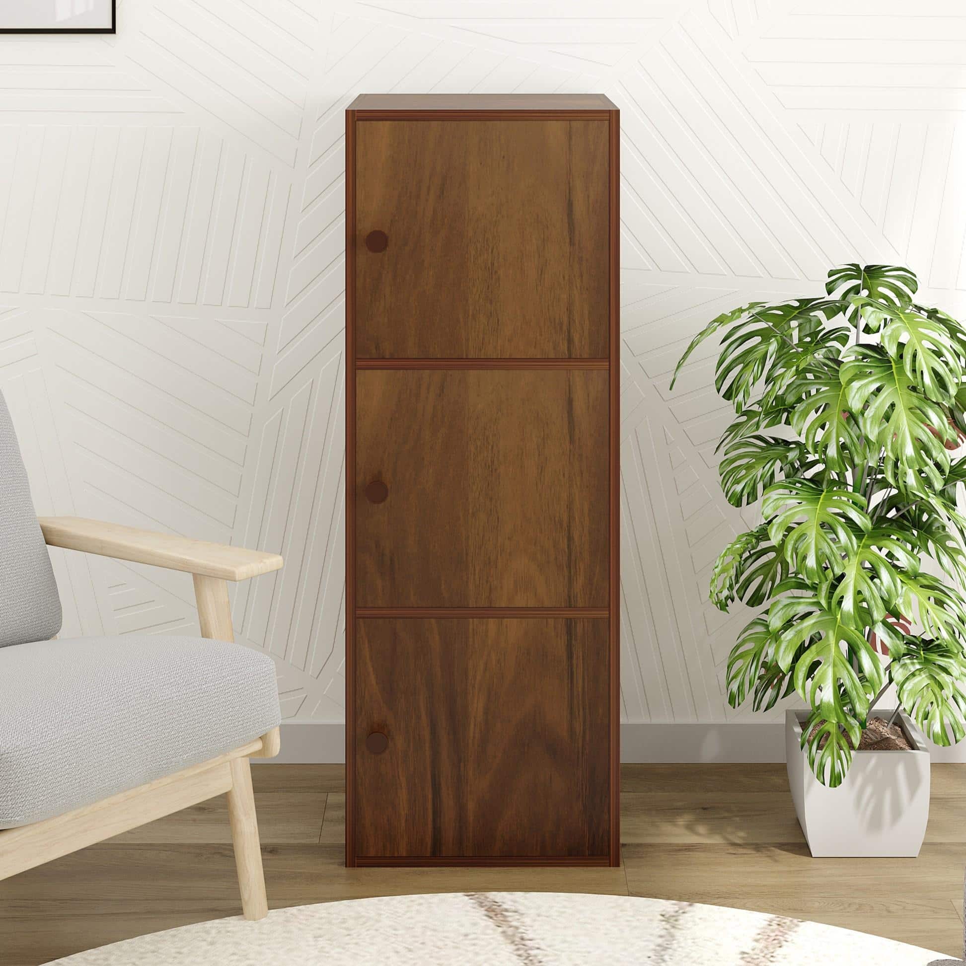 Calcio 3-Tier Engineered Wood Wardrobe In Brown Maple Finish