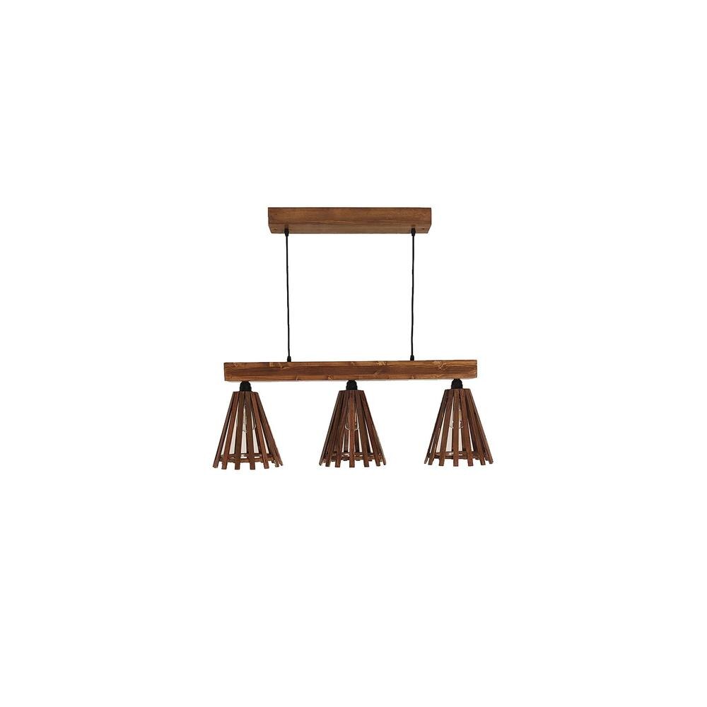 Funnel 3 Series Brown Solid Wood Cluster Hanging Light
