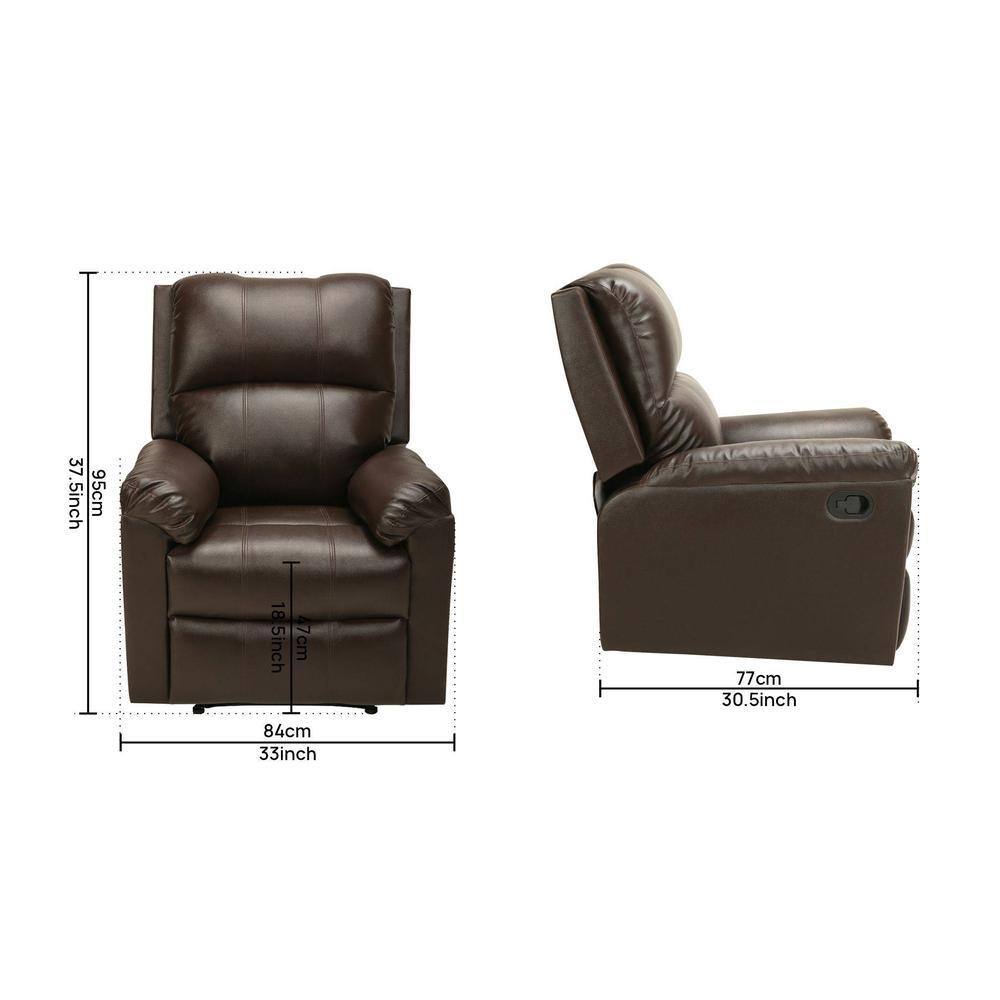 Chicago Leatherette One Seater Manual Recliner in Brown Colour