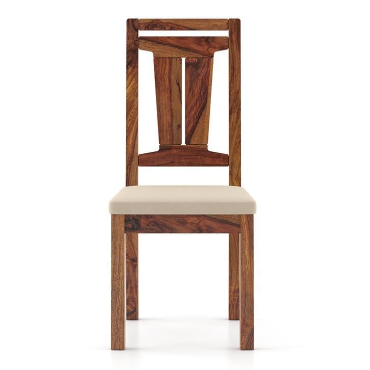 Fidora 4 Seater Dining Table With Set Of 4 Martha Dining Chairs (Colour- Wheat Brown, Finish- Teak)