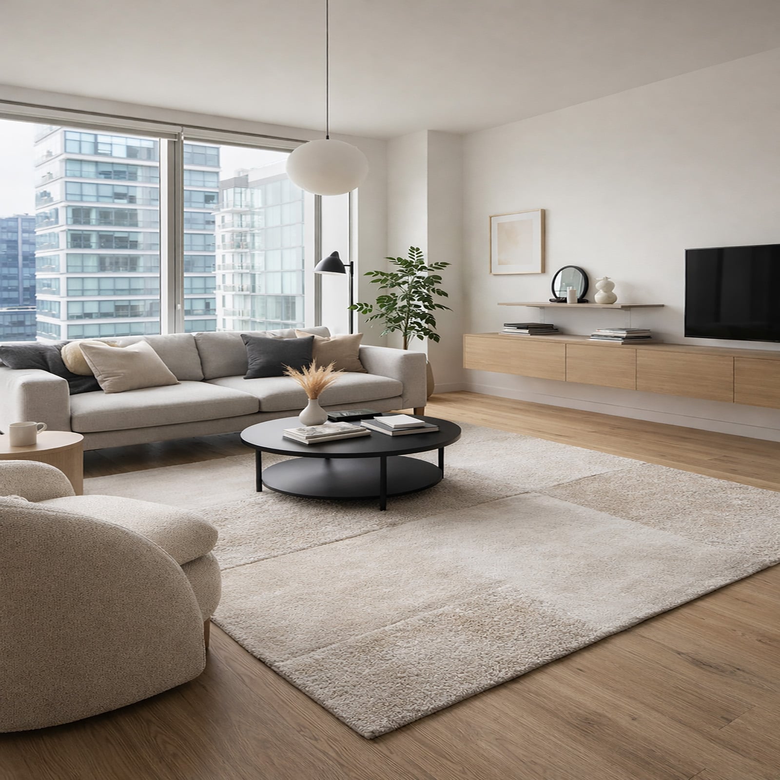 Haven Border Wool Rectangle Carpets Hand Tufted in Cream Colour - The Woven Legacy