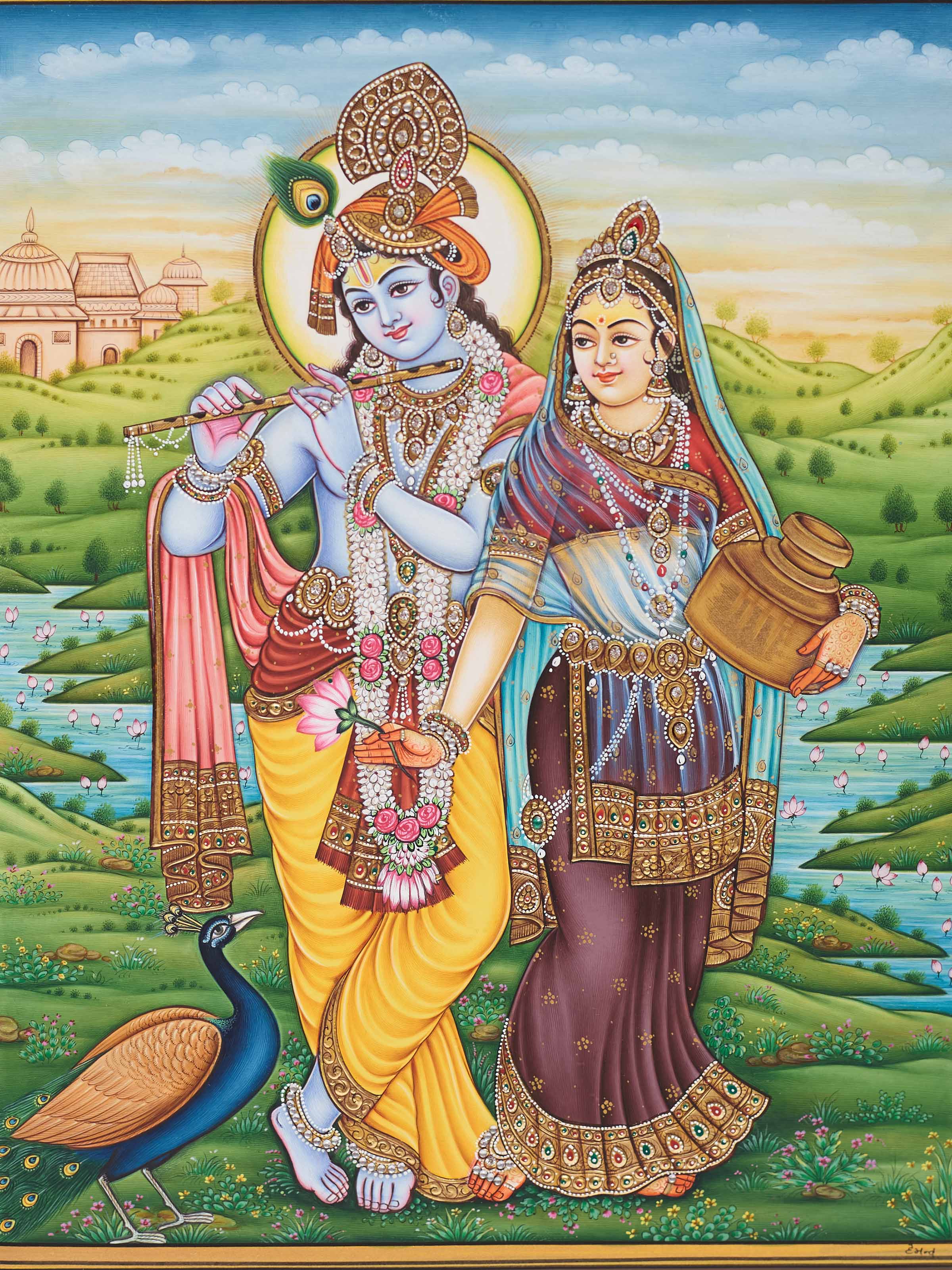 Radha-krishna Miniature Real Gold Painting