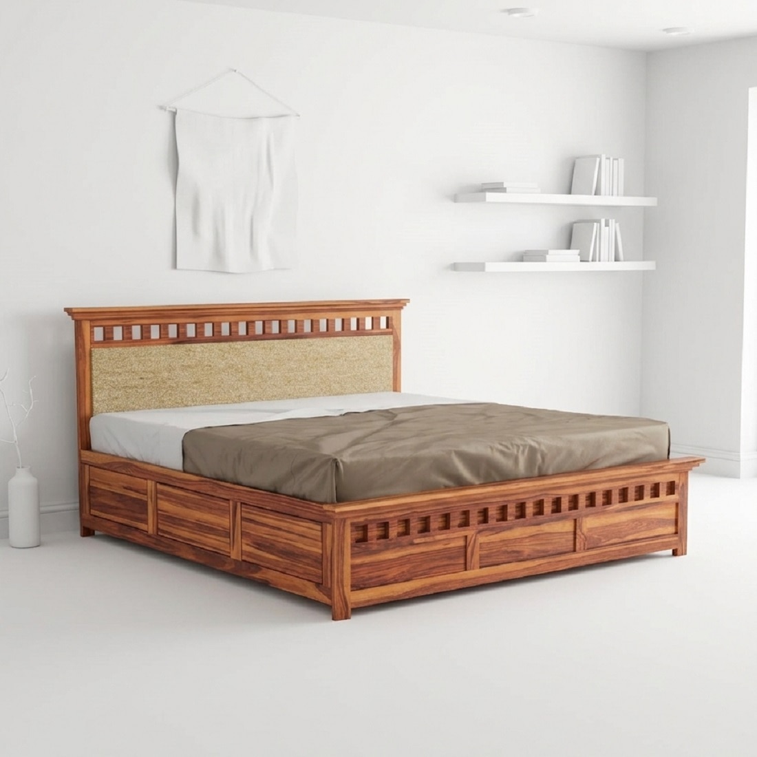 demiwall Foresta Box Storage Solid Wood Bed King Size in Natural Finish-picture-15