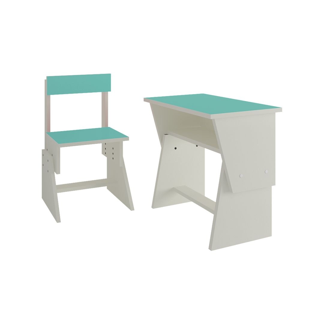 Utopia Extendable Toddler Study Desk and Chair Set in Misty Turquoise Colour