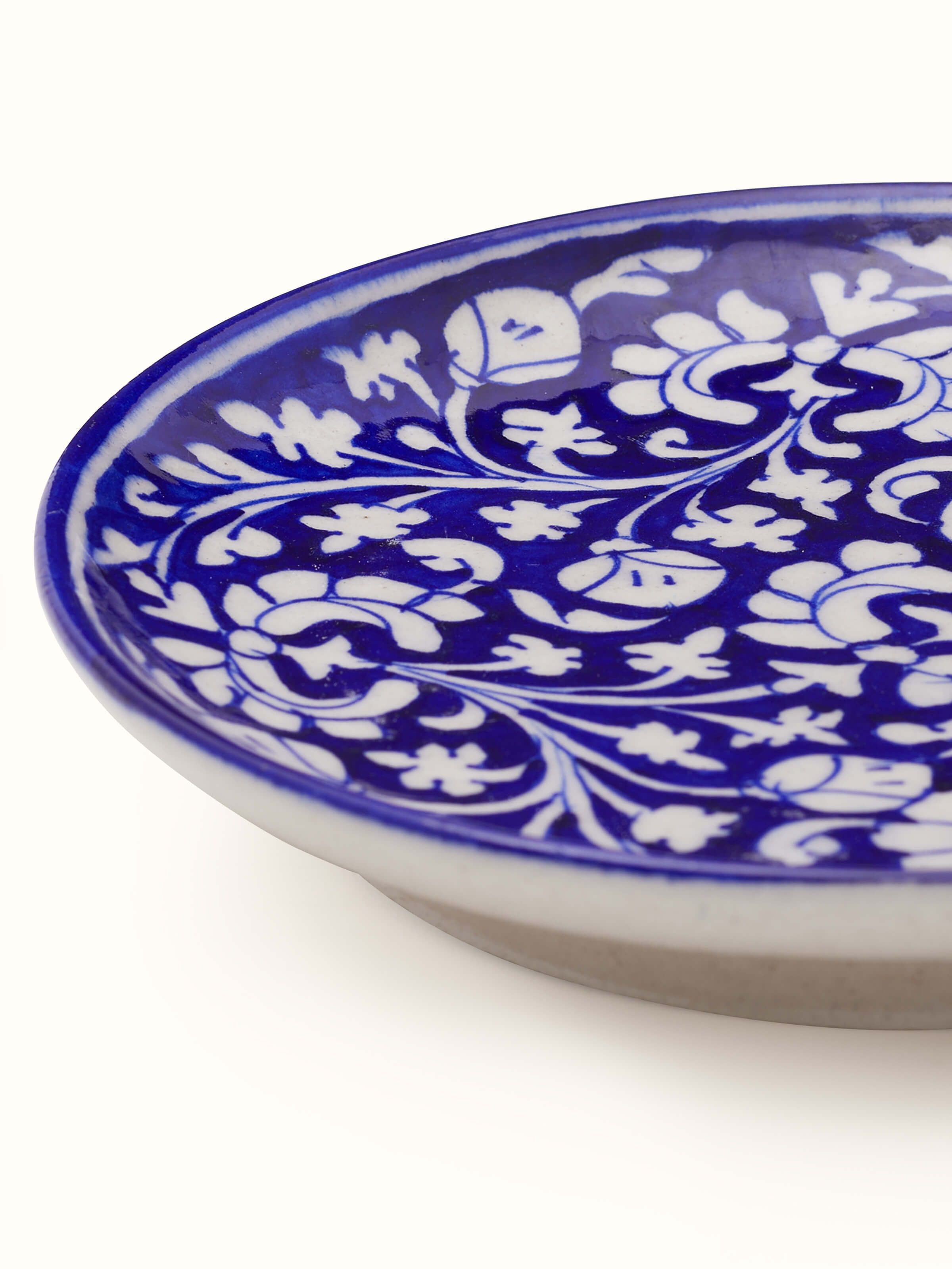 Detail shot of Blue Pottery Ceramic Decorative Plate