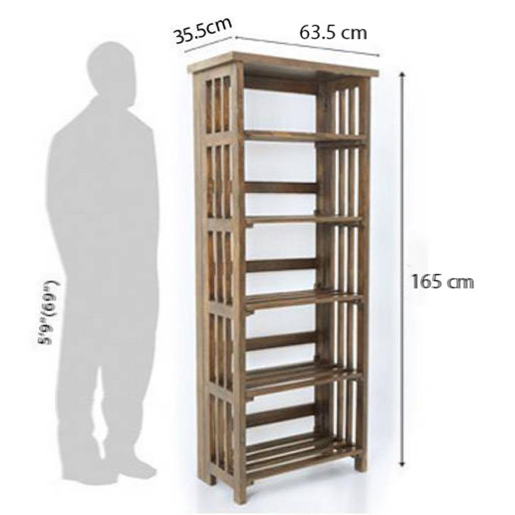 Rhodes Solid Wood Bookshelf in Teak Finish