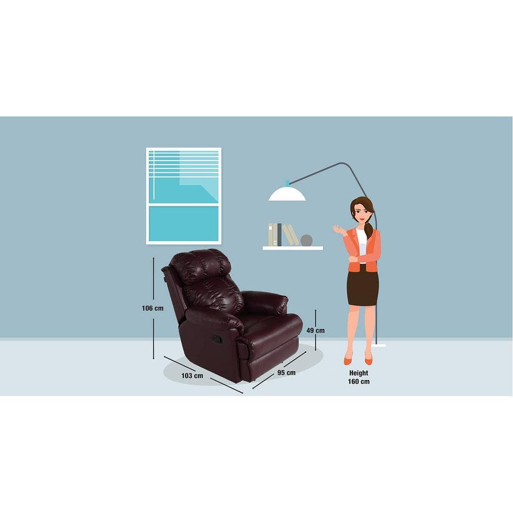 369 Leatherette One Seater Manual Recliner in Burgundy Colour