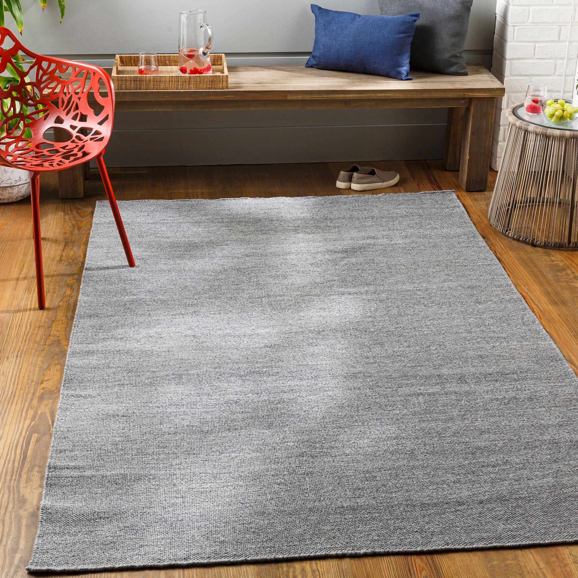 Hand Woven Solid Acacia Grey Rug