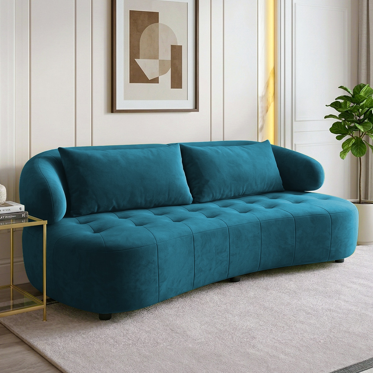 Henry Velvet 3 Seater Sofa T Blue Color - Home Lifestylez