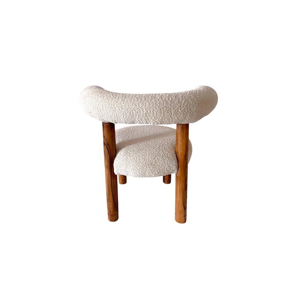 Westfield Sheesham Wood Mid Century Lounge Chair in Off White