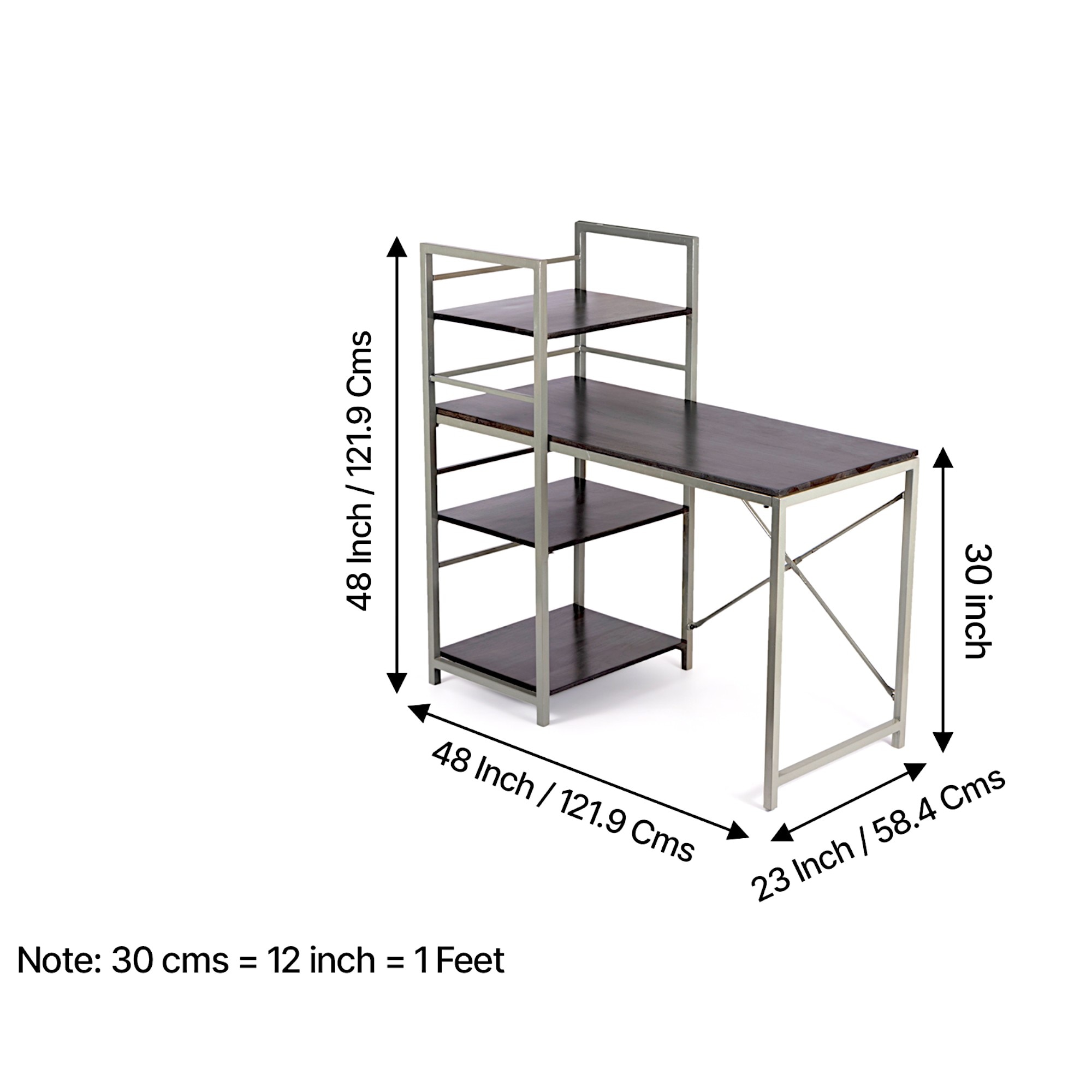 Kerdley Sheesham Wood with Metal Frame Study Computer Table In Dark Mahagony Finish