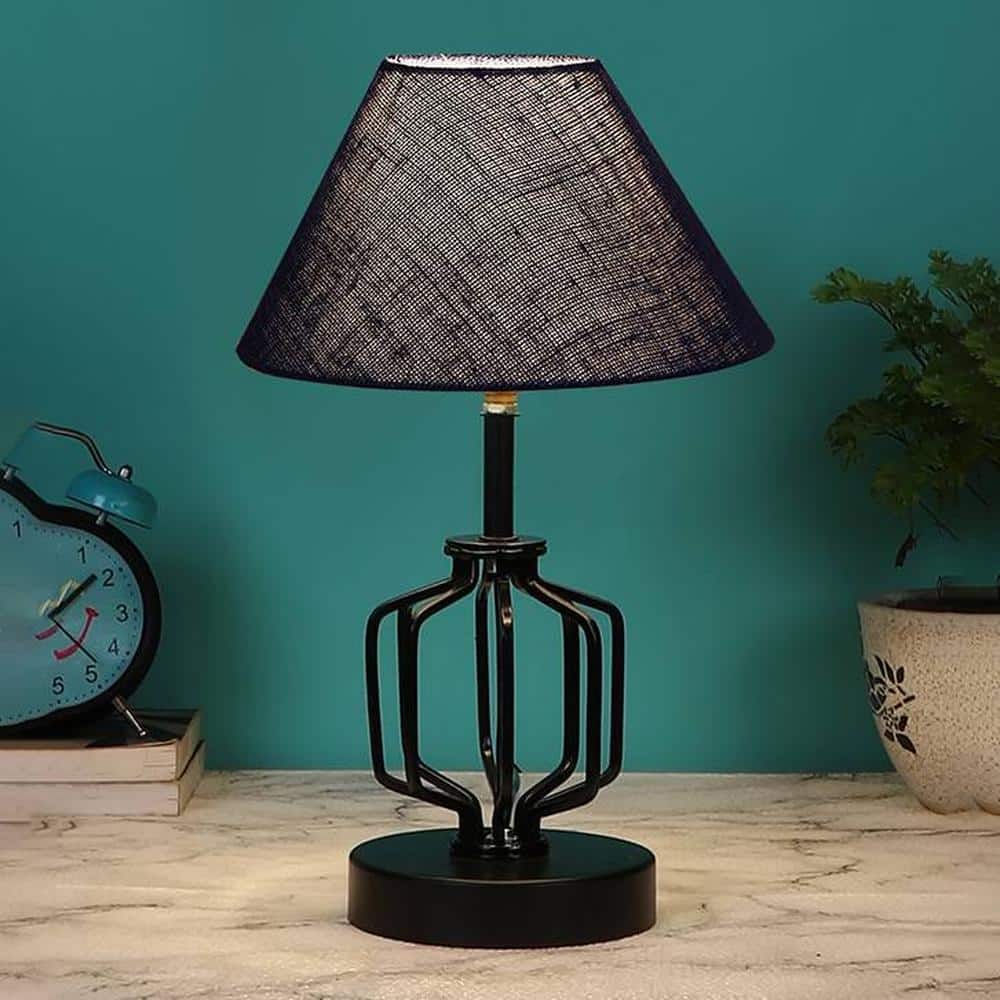Gwendolyn Blue Jute Table lamp with Iron Base