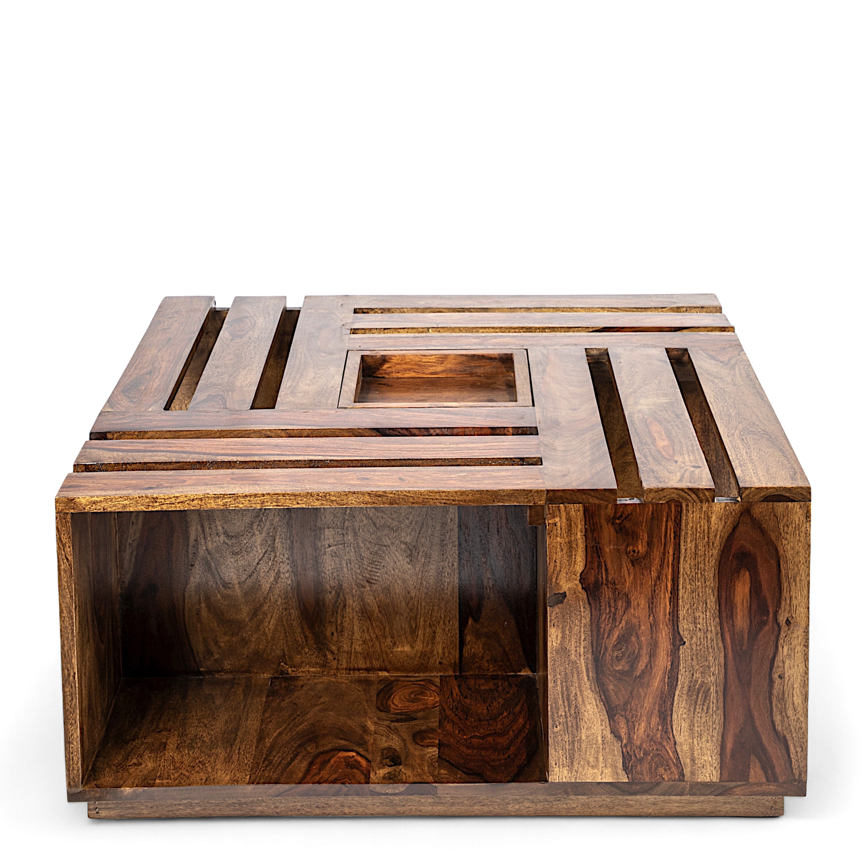Milan Sheesham Wood Coffee Table In Teak Finish