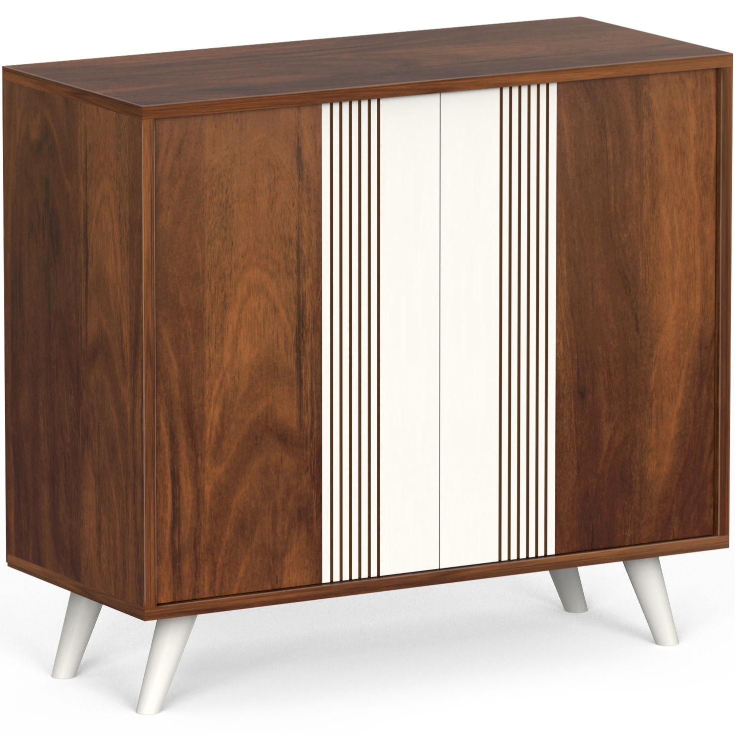 Cylvie Engineered Wood Dual Tone 2 Doors Shoe Rack Cabinet Slipper Footwear Stand Organizer with Handleless/Push to Open Design Up to 12 Pairs for Home (Brown Maple & White)