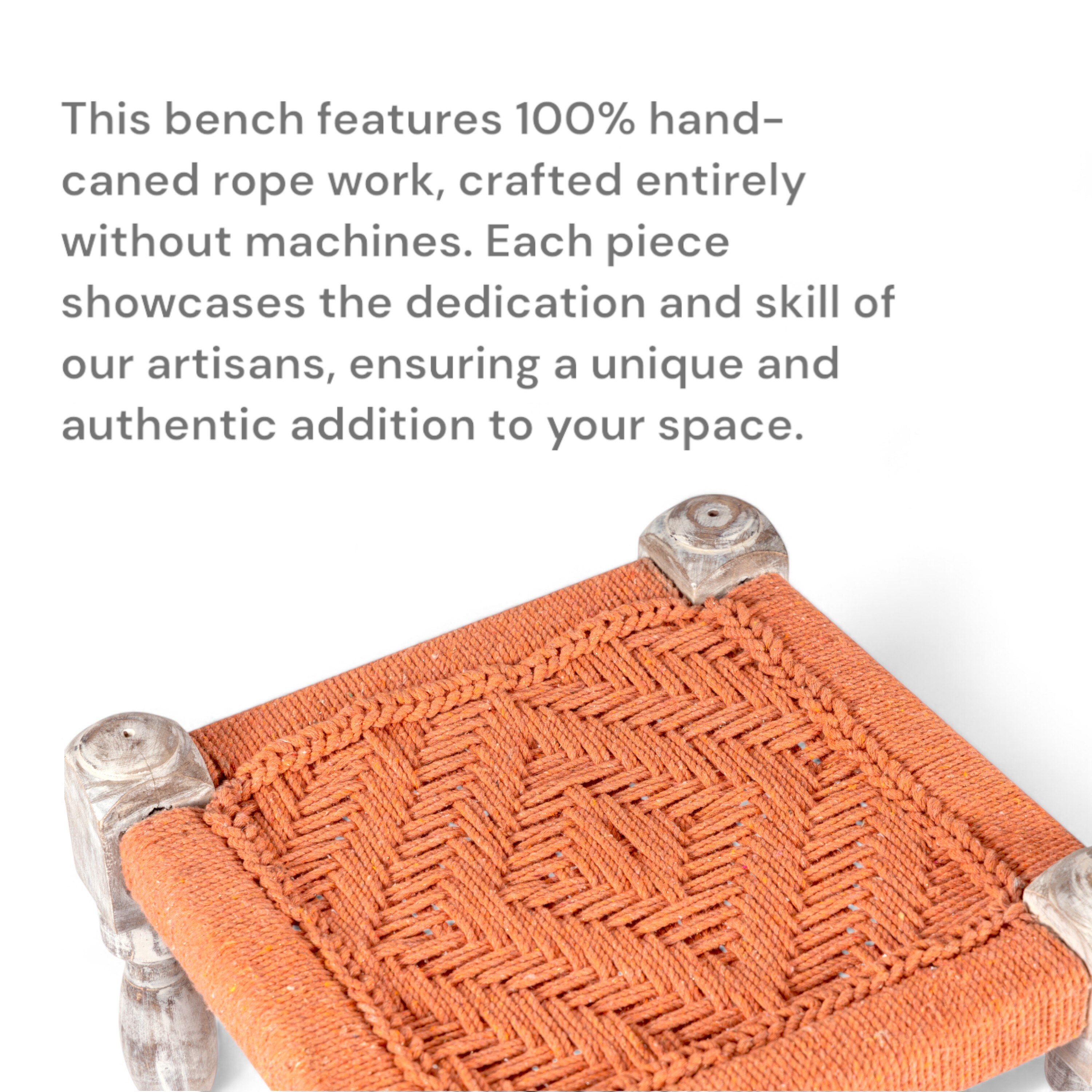 Riaza Solid Wood Maachi Stool in Orange Canning