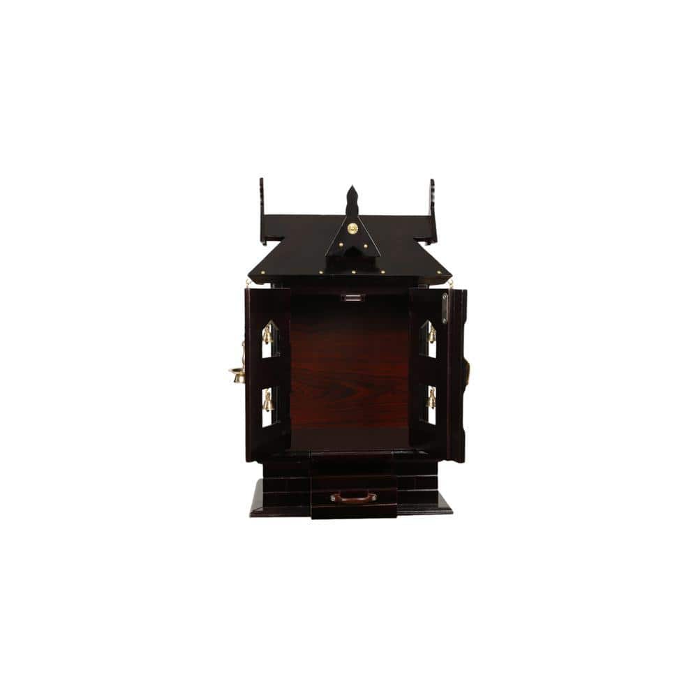 trisha engineered wood prayer unit in mahagony finish