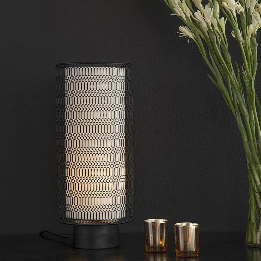 Romy Black Table Lamp With Black Iron Base