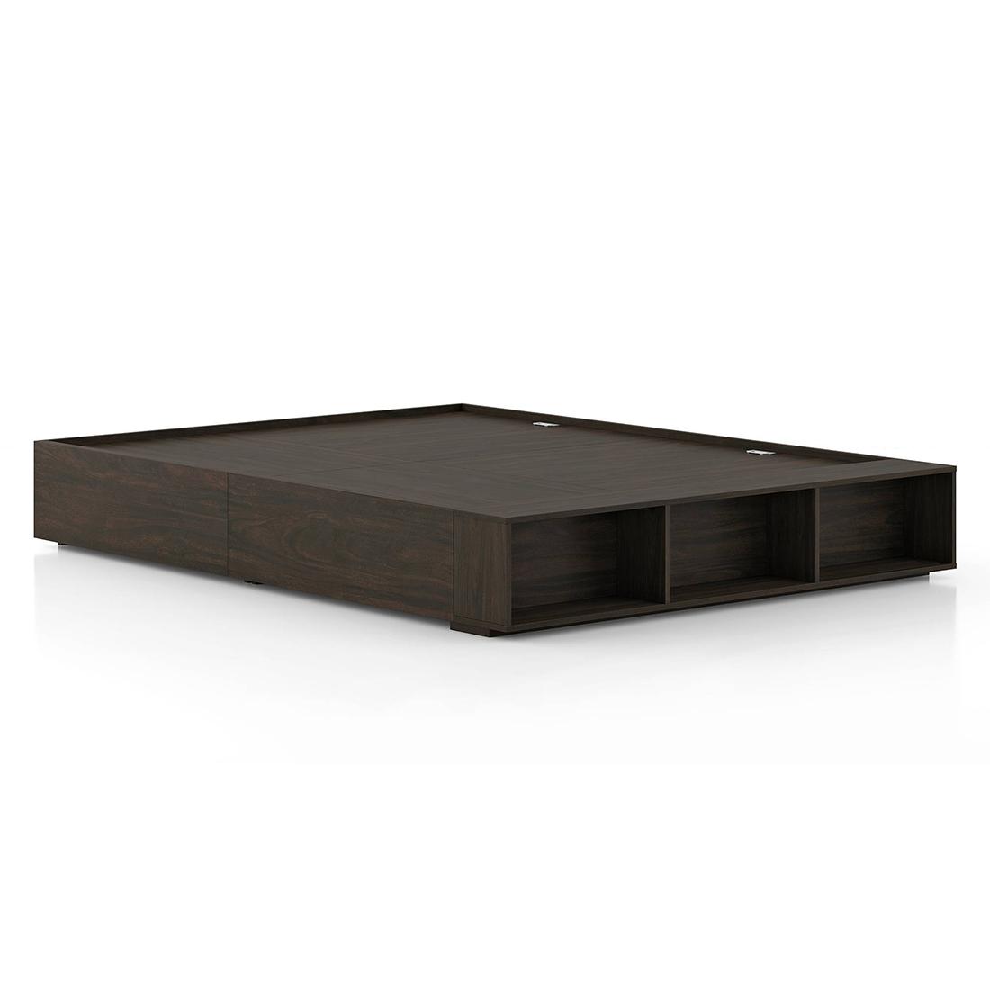 Toshi Engineered Wood Queen Size Drawer And Box Storage Bed In Rustic Walnut Finish