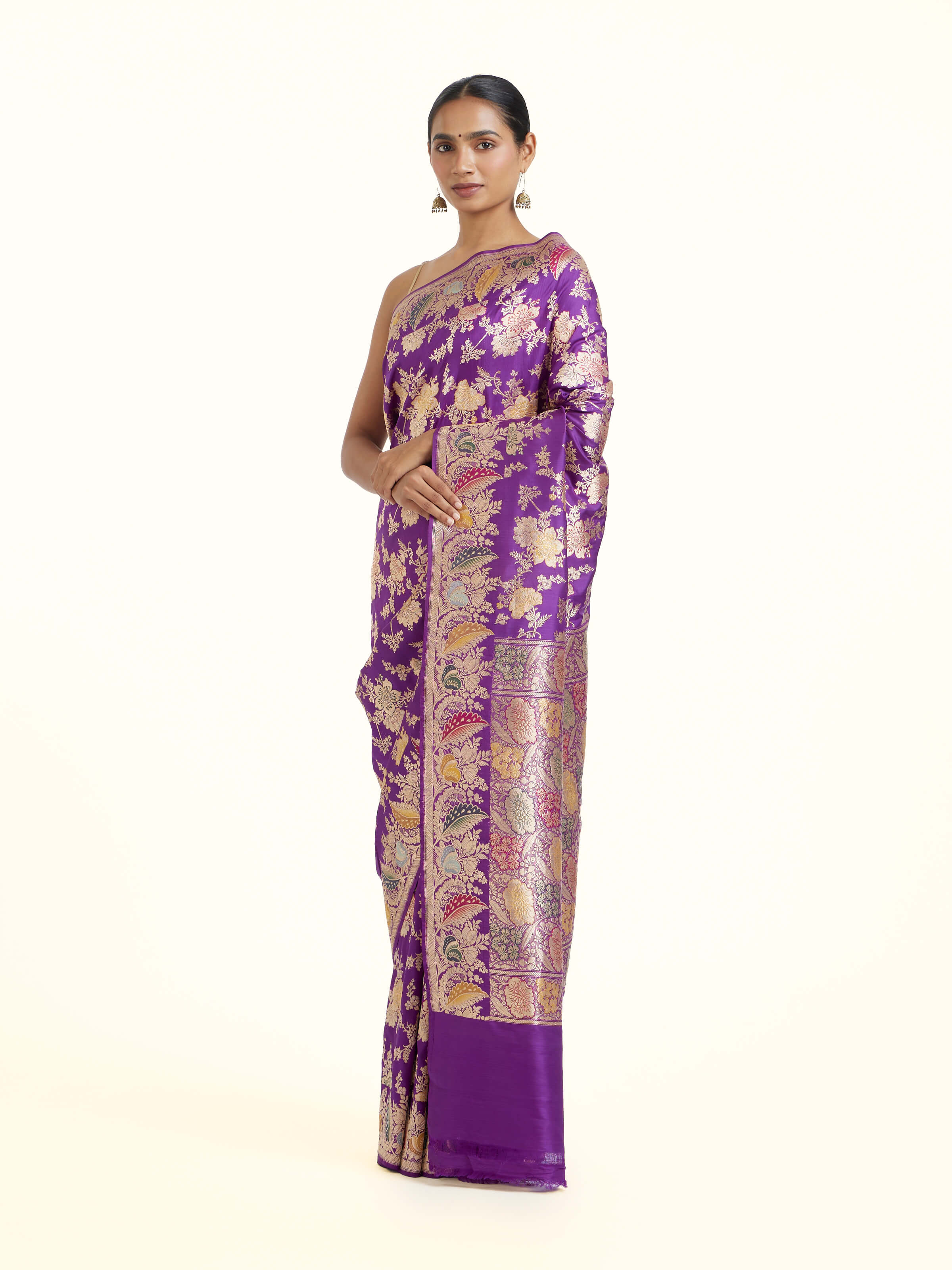 Purple Silk Banarasi Saree