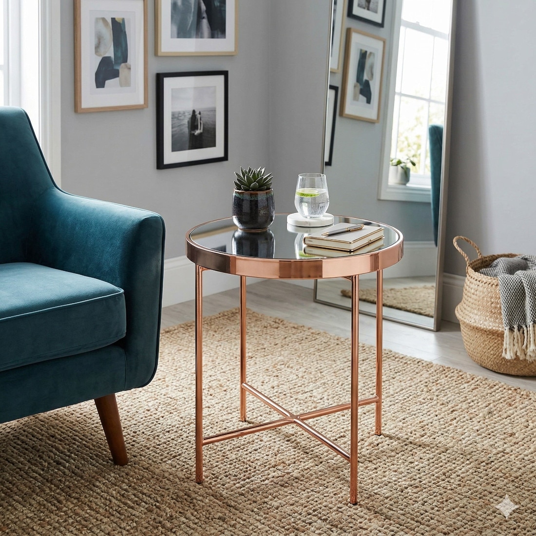 Scandinavian Xander Small Coffee Table Copper Finish - Nestnordic