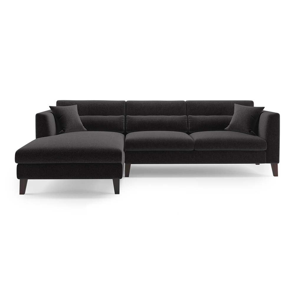 Lewis Sectional Sofa (Colour : Pebble Grey, Cushion : Soft, Seater : Left Aligned 3 Seater + Left Aligned Chaise) - Urban Ladder