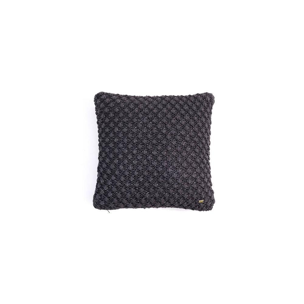 Spencer Black Solid 18X18 Inches Cotton Cushion Cover