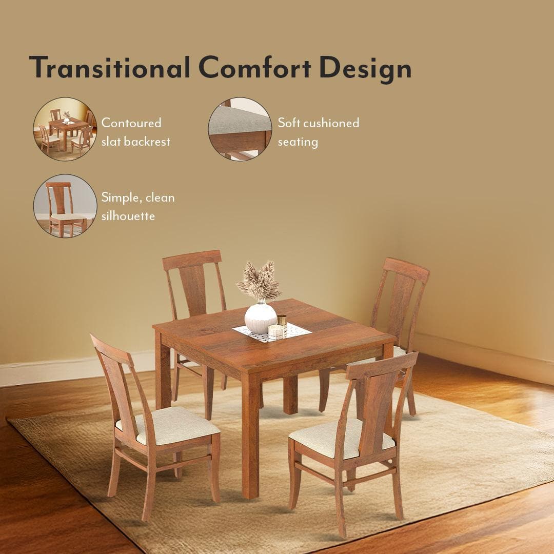 Fabio Dining Chair Set Of 2 In Fabric Macadamia Brown And Finish Amber Walnut