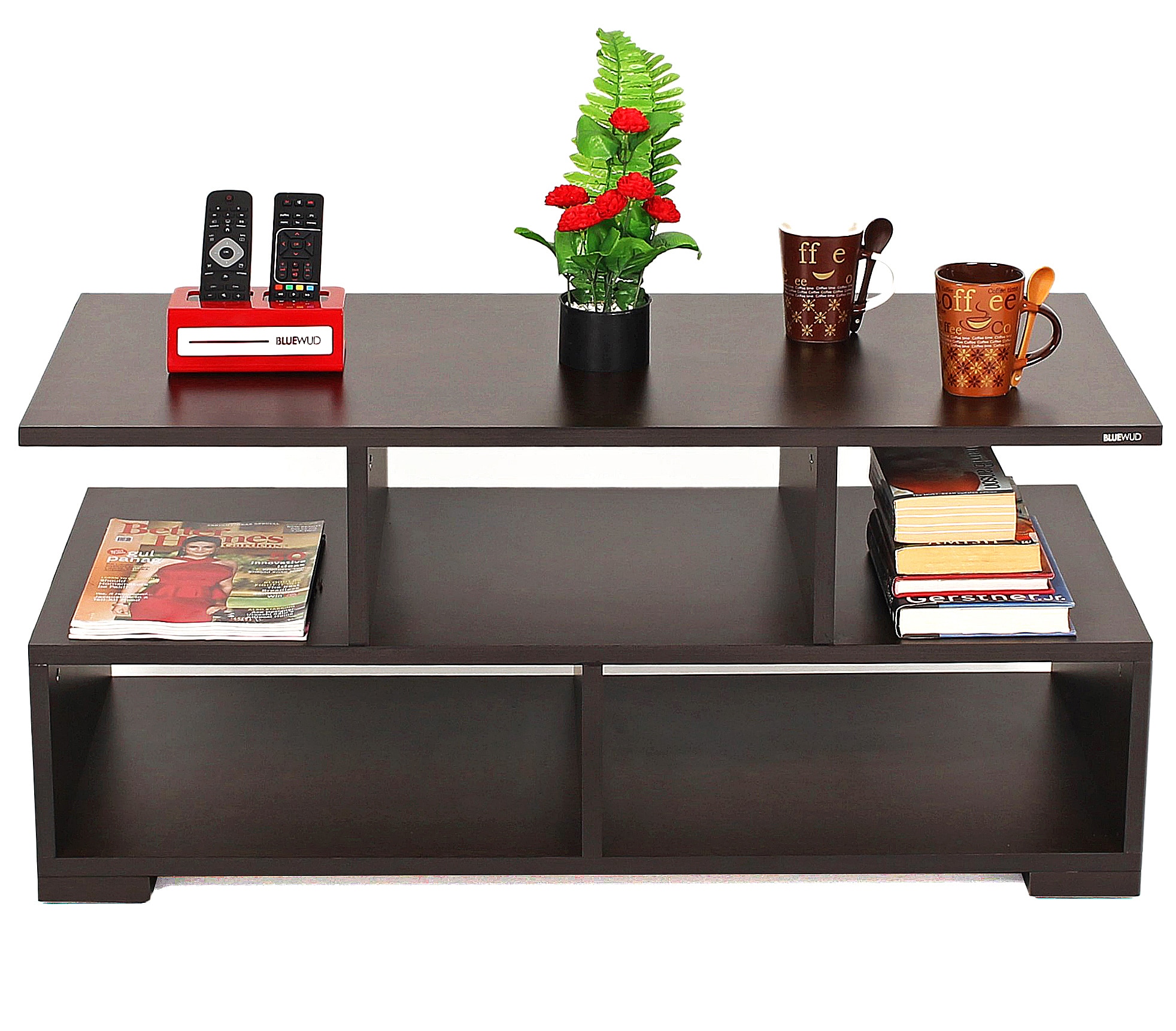 BLUEWUD Victor Engineered Wood Rectangular Shape Coffee Center Tea/Teapoy Console Table for Living Room Home Hall Furniture (Wenge)