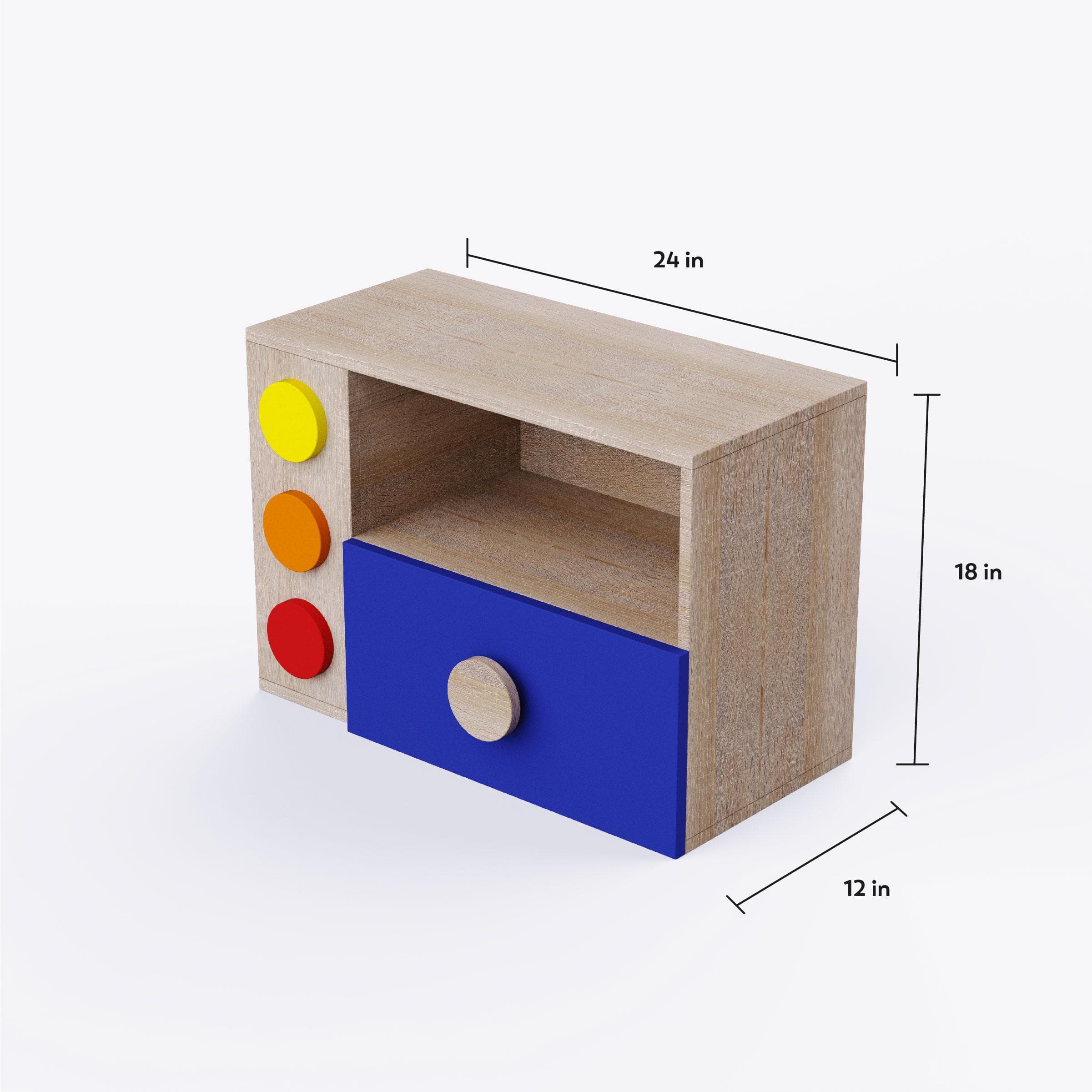 Building Blocks Storage Unit In Oak & Blue Colour