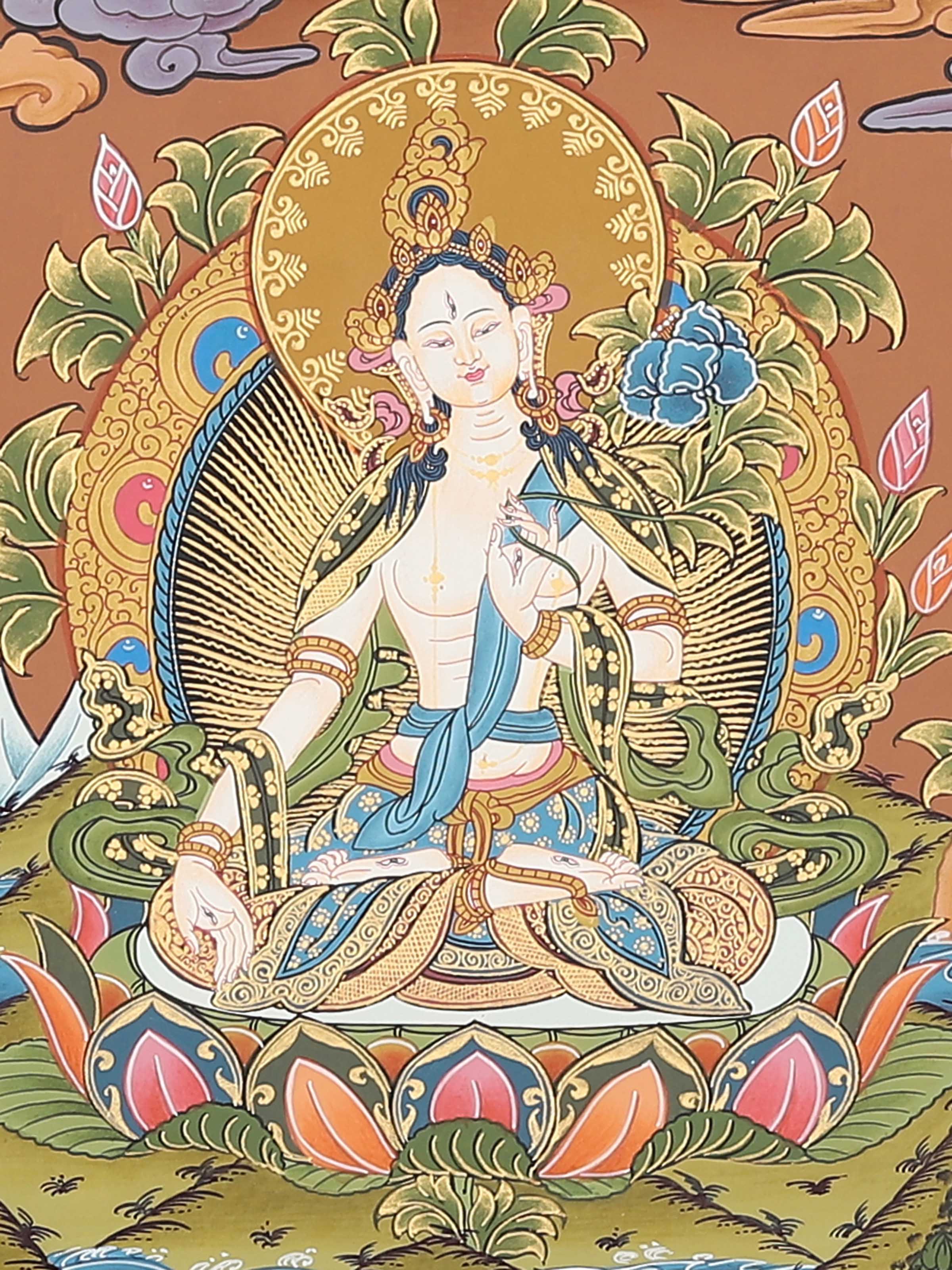 White Tara Thangka Painting