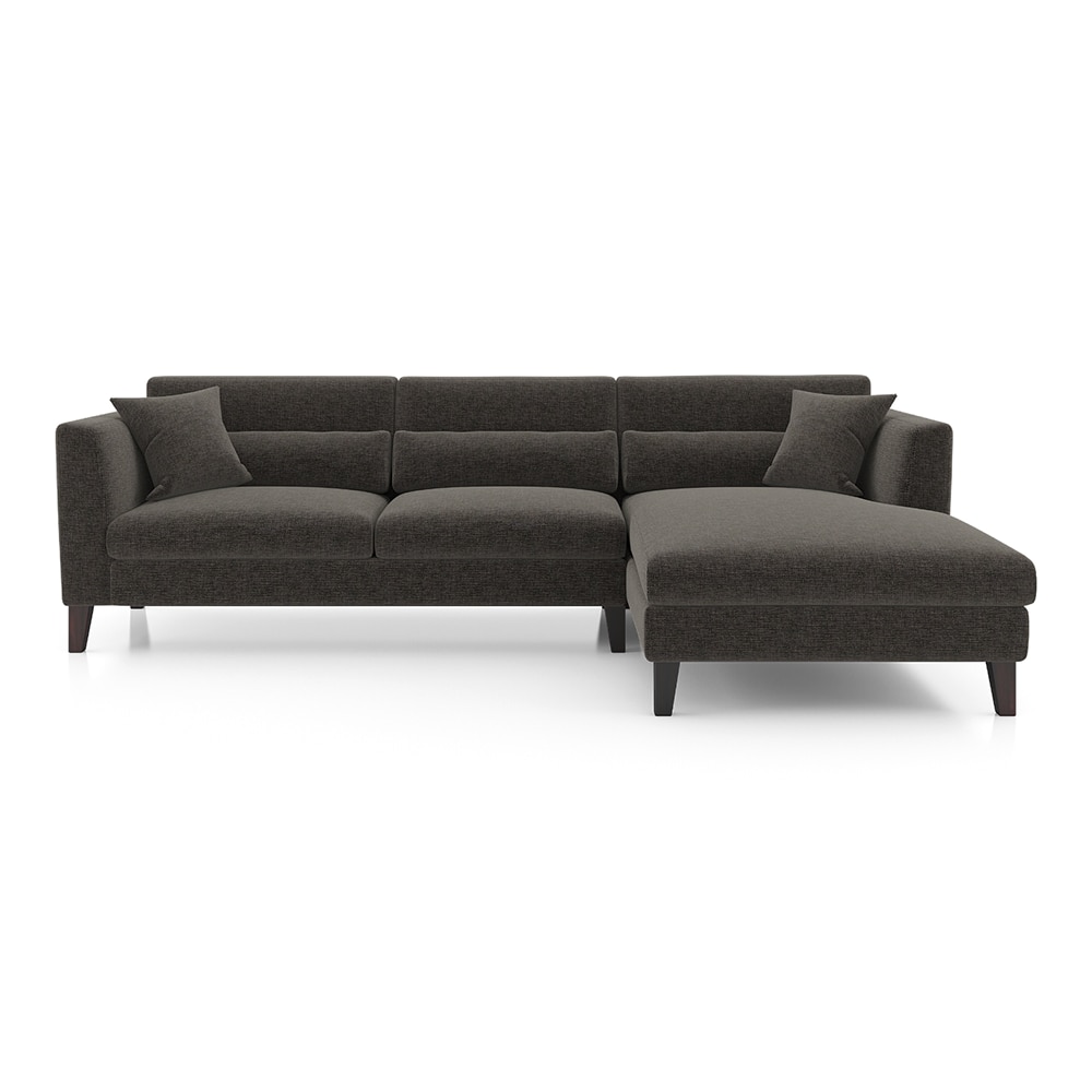Lewis Sectional Sofa (Colour : Smoke Grey, Cushion : Hard, Seater : Right Aligned 3 Seater + Right Aligned Chaise) - Urban Ladder
