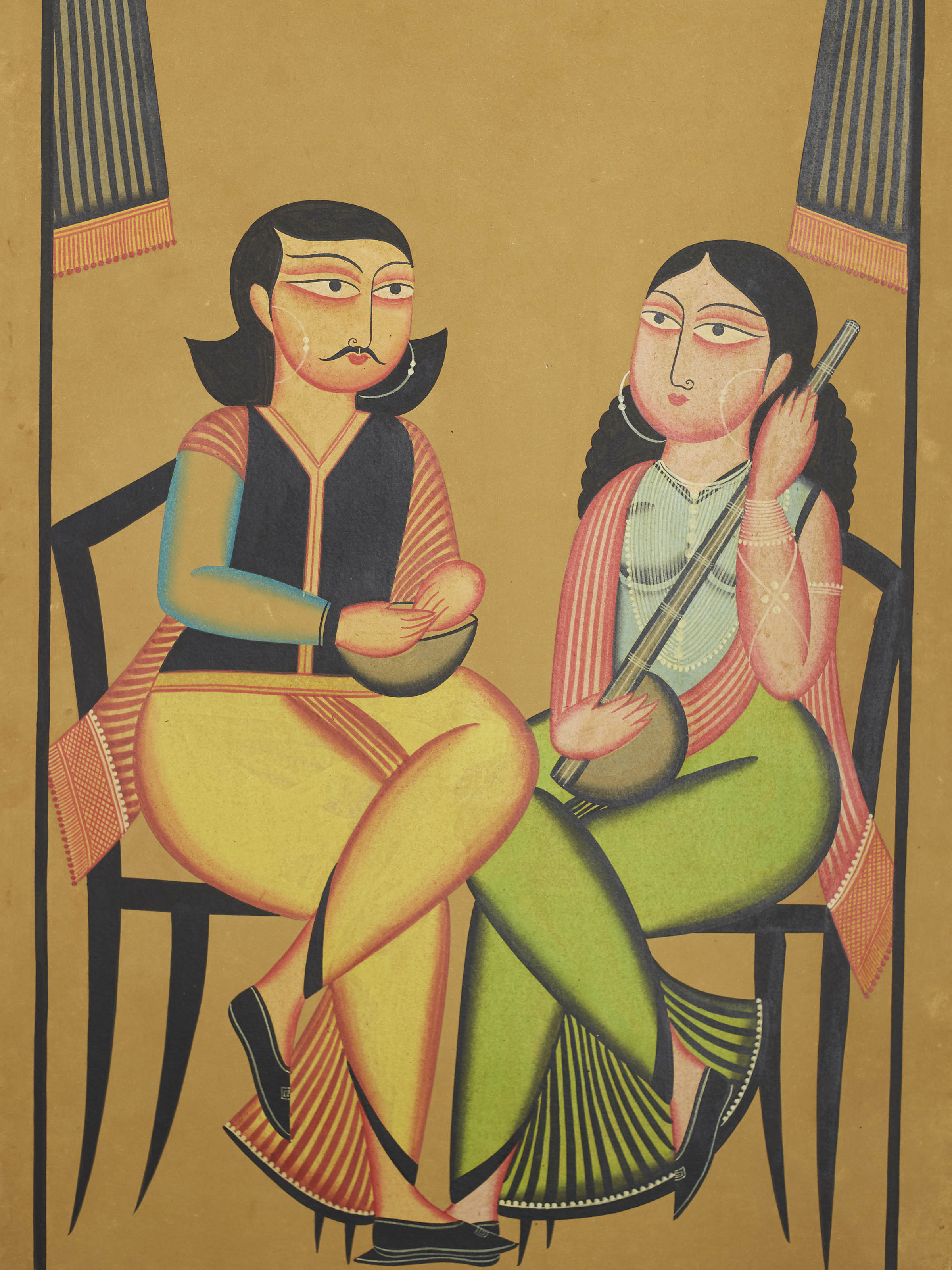 Detail shot of Babu Bibi Kalighat Painting