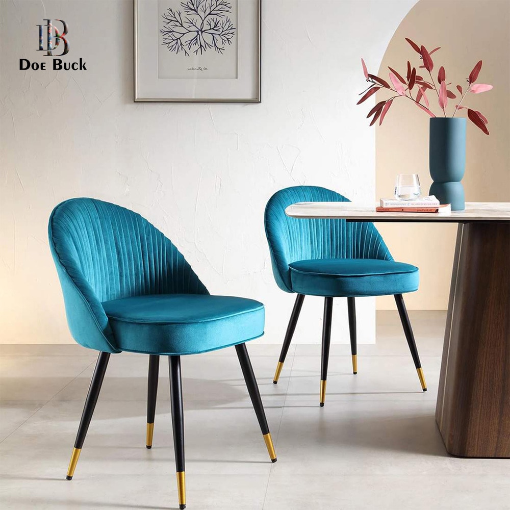 Momence Metal Accent Chair in Blue Colour - Doe Buck